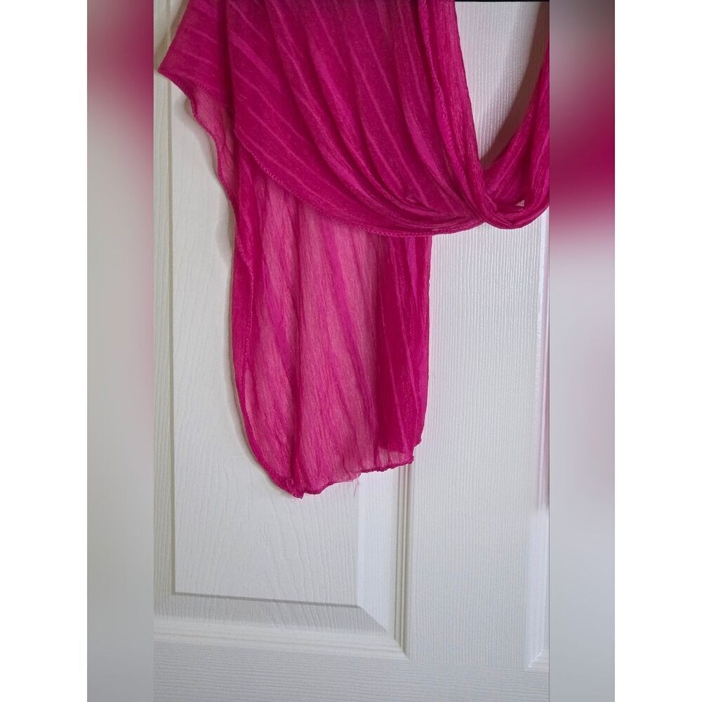 Unbranded Hot Pink Shiffon Sheer Striped Women’s Scarf 64"×14"